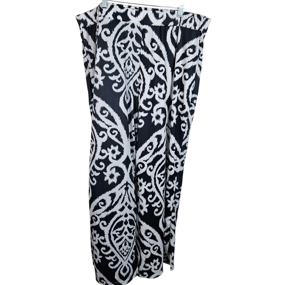 Shein Curve 4XL Wide Leg Palazzo Pants Black White Print Plus Size - Picture 4 of 4